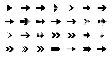 Poster - Arrows big black icon set. Collection of concept arrows for web design, mobile apps, interface and more. Cursor. Arrow flat style isolated on white background. Vector illustration
