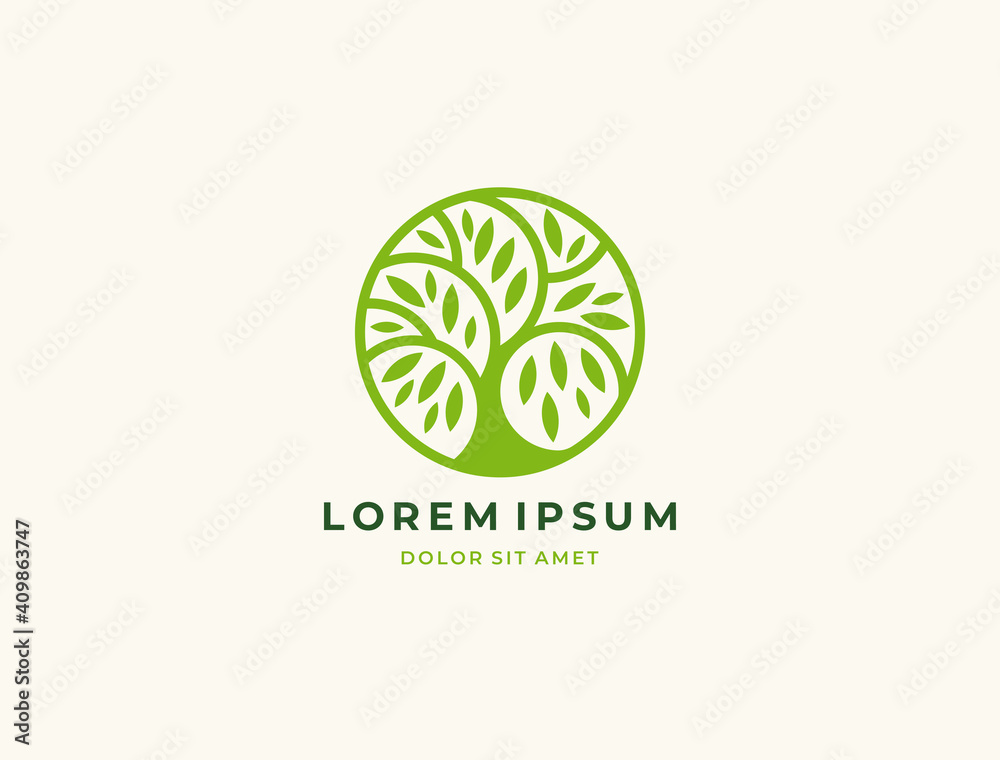 Abstract round tree logo icon. Universal creative floral symbol. Vector ...