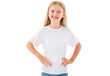 © Ievgen Skrypko - Cute little girl in white t-shirt, blamk for your design isolated on a white background