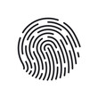 © Wise ant - Fingerprint icons. Thumb finger logo. Unique touch id. Personal id identity. Biometric password human. Press finger, scan for safety. Individual fingertip is verification in police. Vector