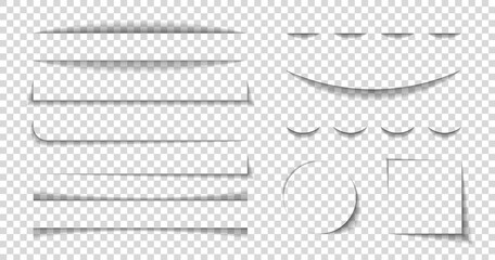 Fototapete - divider shadow lines. divider of paper with shadows. box for web page. banner with frame on transpar