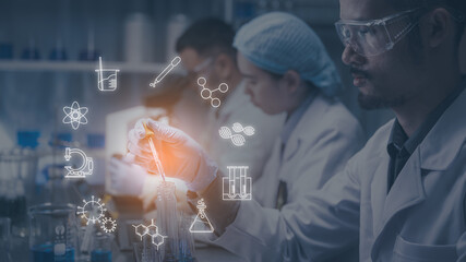 Wall Mural - medical science technology research in chemical laboratory, professional scientist working for exper