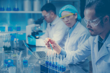 Wall Mural - medical science technology research in chemical laboratory, professional scientist working for exper