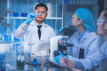 Wall Mural - health care researchers person working for analysis experiment test in medicine science technology r
