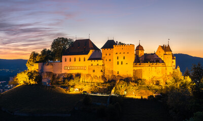 Sticker - Lenzburg Castle in Aargau, Switzerland at sunset
