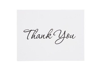 Wall Mural - White Thank You greeting card isolated on white