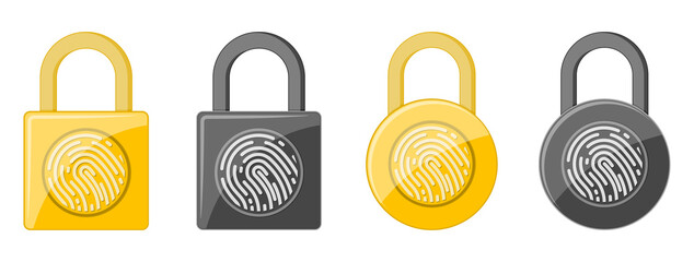 Canvas Print - electronic padlock with fingerprint . padlock with fingerprint scanner.