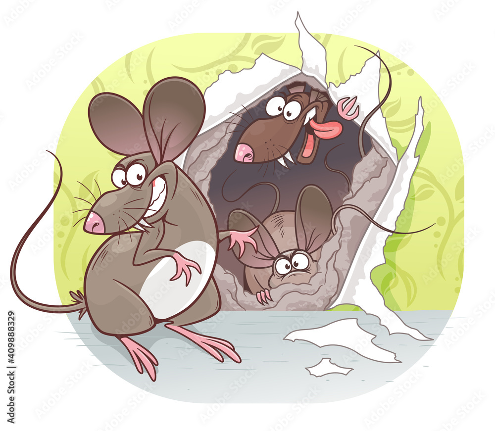 Mice Problem Cartoon Cartoon mice pest vector illustration. Cartoon pest mouse series. Stock ...