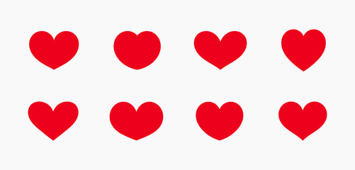 Wall Mural - Red hearts icons set.