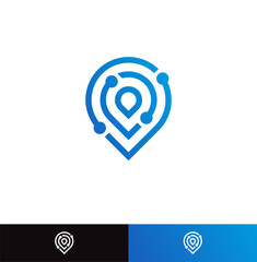 Fototapete - Search engine tech logo concept, vector logotype template.