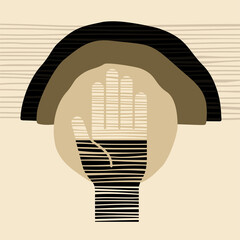 Poster - Hand in abstract art with modern simple shapes