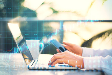 Poster - Businessman typing on keyboard laptop