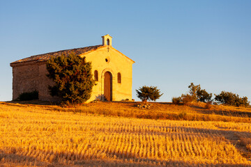 Poster - chapel with lavender field, Plateau de Valensole, Provence, France