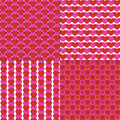 Sticker - seamless pink red mod heart vector patterns