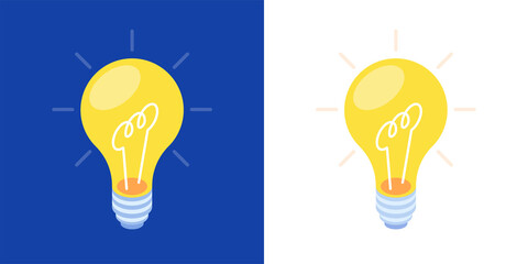 Poster - Electric light bulb. Two different backgrounds. Vector incandescent lamp pictured in isometric projection.