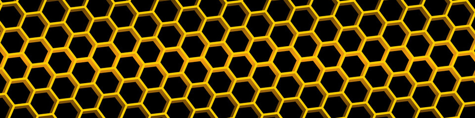 Poster - yellow honeycomb background. honeycomb seamless pattern. geometric hexagons background. vector illus