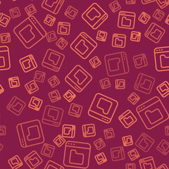 Aufkleber - Brown line Browser files icon isolated seamless pattern on red background. Vector.