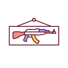 Poster - Collectible firearms RGB color icon. Handgun collector. Old fashioned long gun for antique collection. Military shotgun. Gun control. Weapon regulation. Isolated vector illustration