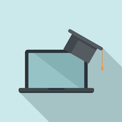 Poster - Laptop online learning icon. Flat illustration of laptop online learning vector icon for web design
