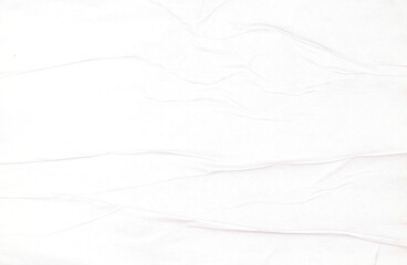 Snow-white paper with moisture wrinkles, crumpled sheet texture