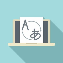 Poster - Foreign language laptop study icon. Flat illustration of foreign language laptop study vector icon for web design