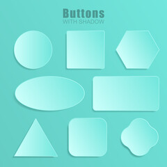 Fototapete - Vector realistic Matted turquoise color Web buttons symbol set isolated on a turquoise background