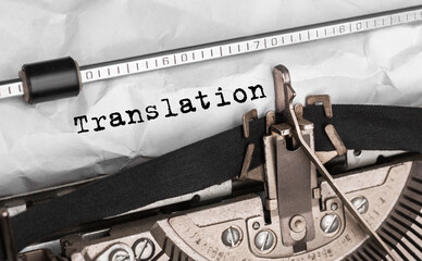 Aufkleber - Text Translation typed on retro typewriter