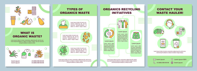 Wall Mural - What is organic waste brochure template. Types of organics waste. Flyer, booklet, leaflet print, cover design with linear icons. Vector layouts for magazines, annual reports, advertising posters