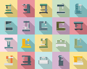 Sticker - Milling machine icons set. Flat set of Milling machine vector icons for web design