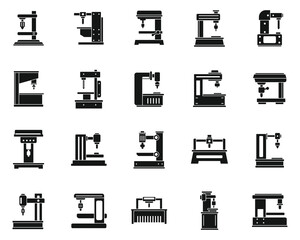 Poster - milling machine tool icons set. simple set of milling machine tool vector icons for web design on wh