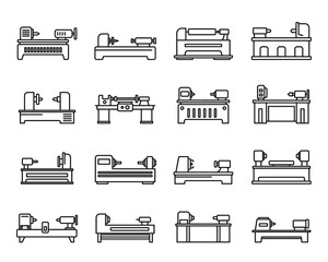 Poster - lathe drilling icons set. outline set of lathe drilling vector icons for web design isolated on whit