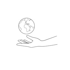 Hands hold the globe. Vector illustration isolated on white background