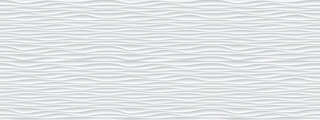 Wall texture wave pattern, white paper background, vector modern seamless abstract decor with surface ripples, geometric cover decoration design