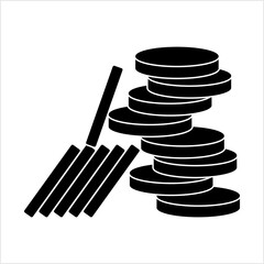 Wall Mural - Stack Of Coin Icon, Round Piece Of Metal Currency, Two Flat Face Metal Money