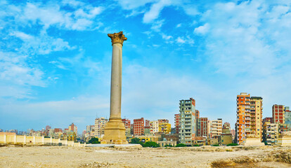 Wall Mural - Panorama of Pompey's Pillar of Amoud Al Sawari, Alexandria, Egypt.