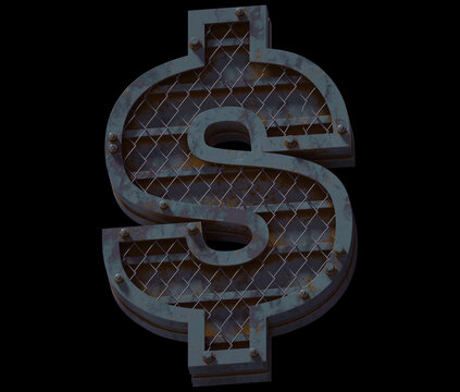 Heavy metal font. Dollar symbol.