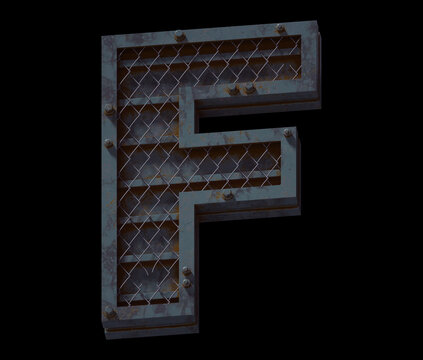 Heavy metal font. Letter F.