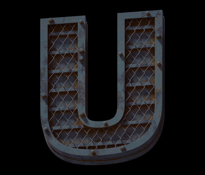 Heavy metal font. Letter U.