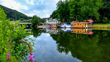 Houseboats On The German River Lahn