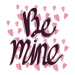 Wall Mural - be mine lettering card with hearts pattern vector illustration design
