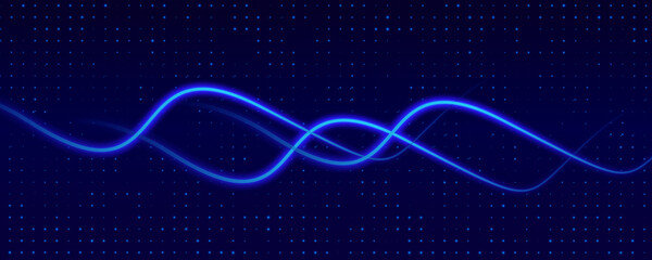 Aufkleber - Abstract blue background with neon glowing lines . 