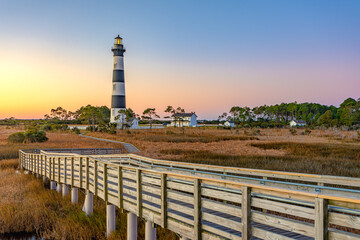 Bodie Island Lighthouse is located at the northern end of Cape Hatteras National Seashore, North Carolina.