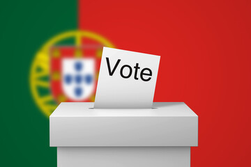 Portugal election ballot box and voting paper. 3D Rendering