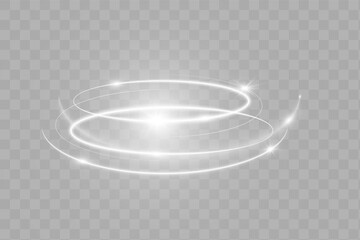 Poster - Shimmering waves with light effect isolated on transparent background. Glittering old dust trail. Abstract motion. Magic lines.