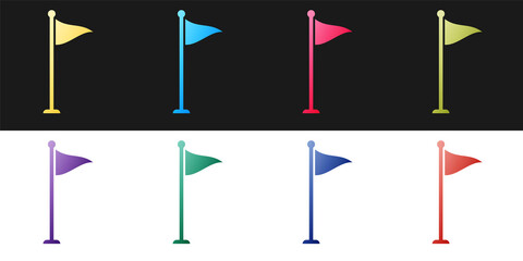Poster - set golf flag icon isolated on black and white background. golf equipment or accessory. vector.