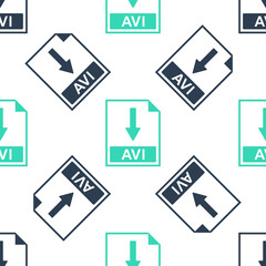 Fototapete - Green AVI file document icon. Download AVI button icon isolated seamless pattern on white background. Vector.