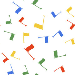 Fototapete - Color Flag icon isolated seamless pattern on white background. Location marker symbol. Vector.
