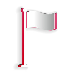 Poster - Paper cut Flag icon isolated on white background. Location marker symbol. Paper art style. Vector.