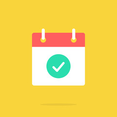 Poster - calendar and check mark icon. flat design. vector icon