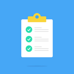Poster - checklist icon. clipboard with checklist and check marks. flat design. vector icon